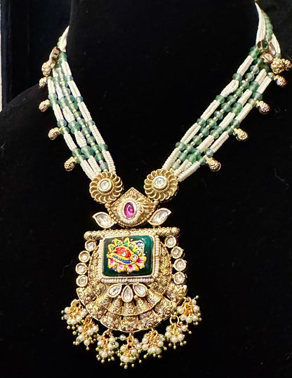 Green Long Necklace Set-1