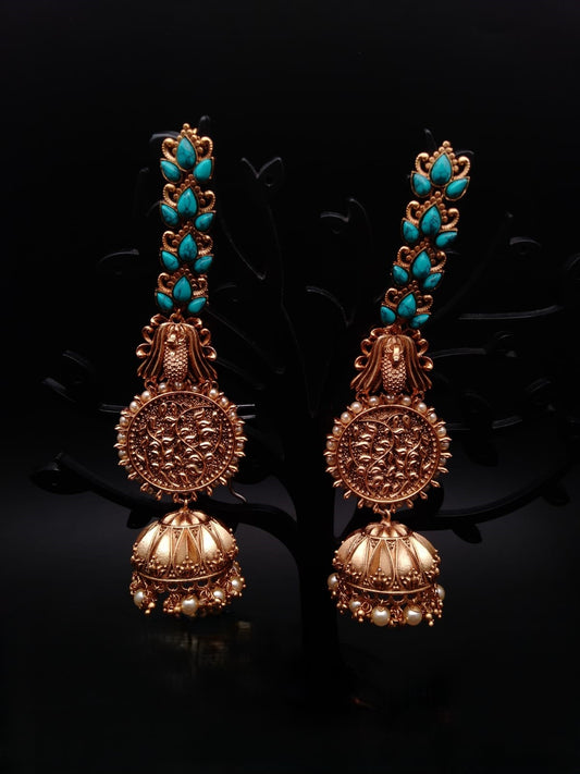 Blue Rajwada Polish Peacock Earrings