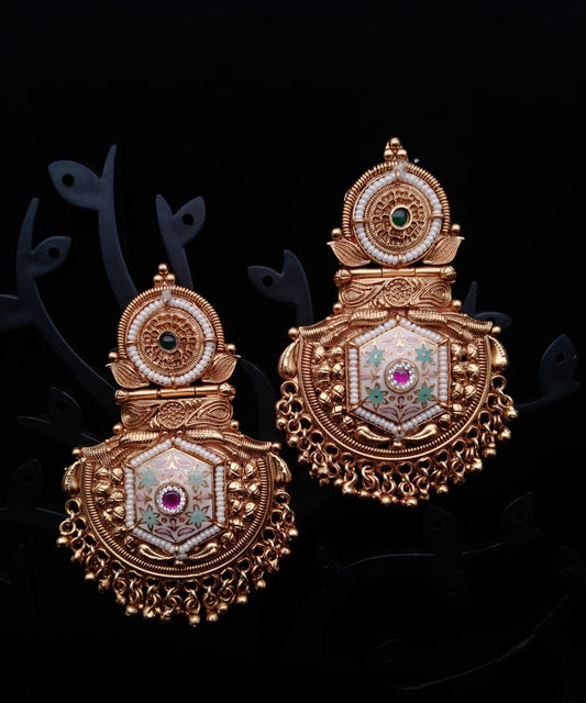 Golden Rajwada Polish Earrings